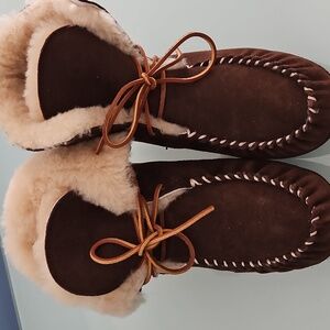 Acorn Brown Suede Shearling Lined Boots